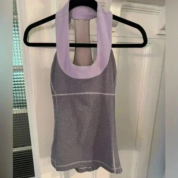 Lululemon tank with build in bra racer back lavender & gray excellent size 4 - Picture 1 of 8